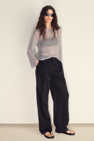 Pull crochet manches longues - Argenté
