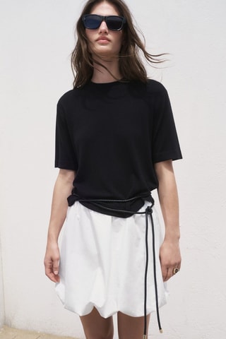 Pull-over maille fine manches courtes - Noir