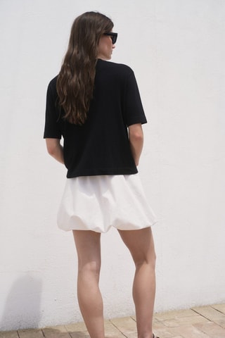 Pull-over maille fine manches courtes - Noir