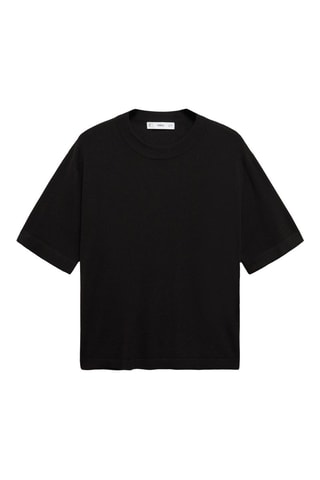 Pull-over maille fine manches courtes - Noir