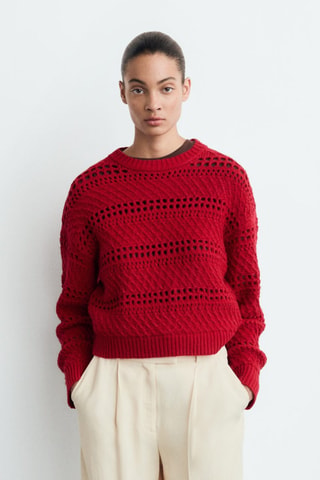 Pull en maille ajourée - Rouge