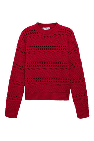 Pull en maille ajourée - Rouge