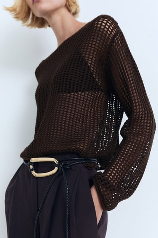 Pull crochet manches longues - Marron