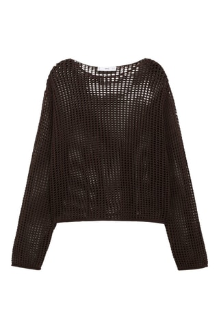 Pull crochet manches longues - Marron
