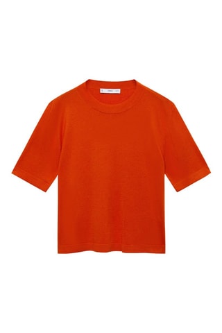 Pull-over maille fine manches courtes - Paprika