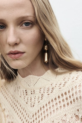 Pull-over maille détails ajourés - Ecru