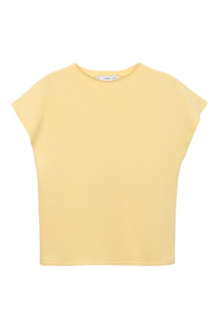 Pull-over maille fine manches courtes - Jaune
