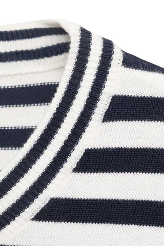 Pull-over rayures manches courtes - Bleu marine