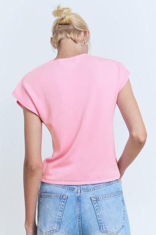 Pull-over maille fine manches courtes - Rose clair
