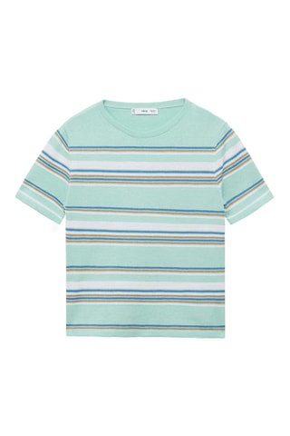 Pull à manches courtes à rayures combinées - Vert