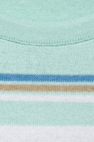 Pull à manches courtes à rayures combinées - Vert