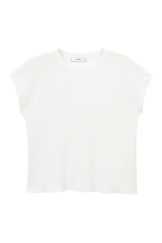 Pull en maille de coton manches courtes - Blanc