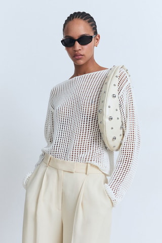 Pull crochet manches longues - Blanc