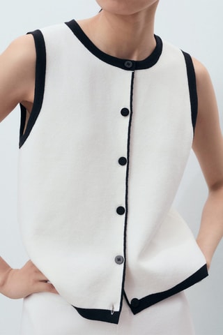 Gilet maille contraste - Écru