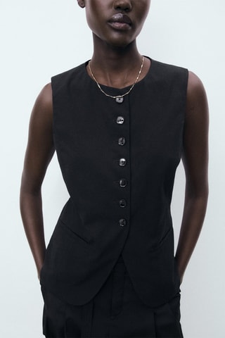 Gilet costume boutons - Noir