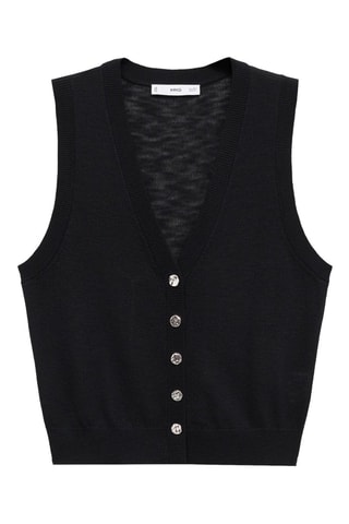 Gilet maille fine boutons - Noir
