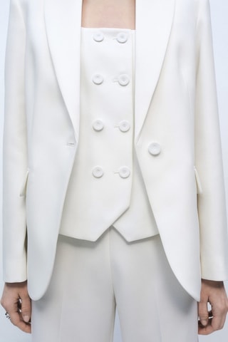 Gilet de costume double boutonnage - Blanc cassé