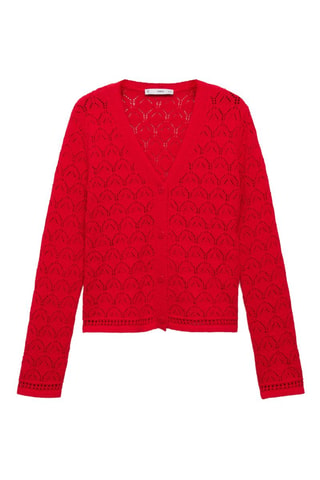 Cardigan maille détails ajourés - Rouge