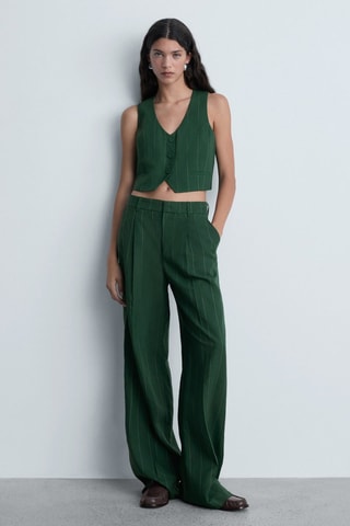 Gilet de costume à fines rayures - Vert