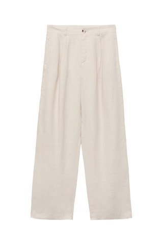 Pantalon lin bouton écaille - Gris
