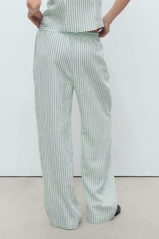 Pantalon fluide à rayures - Vert clair