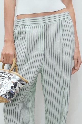 Pantalon fluide à rayures - Vert clair