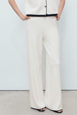 Pantalon maille bas contrastant - Ecru