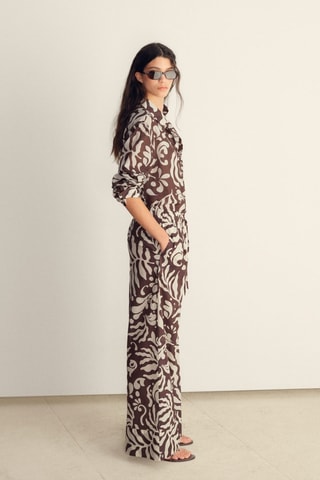 Pantalon imprimé coton - Marron