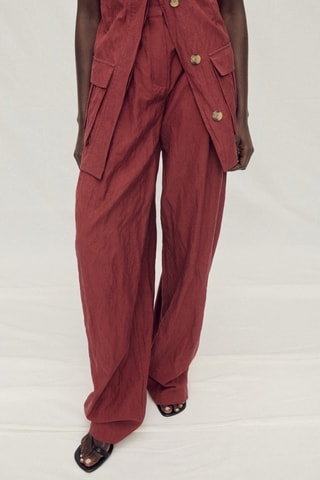 Pantalon costume wideleg effet froissé - Lie-de-vin