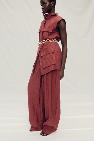 Pantalon costume wideleg effet froissé - Lie-de-vin