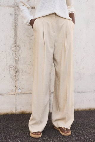 Pantalon wideleg pinces - Gris clair