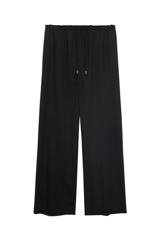 Pantalon lin taille élastique - Noir