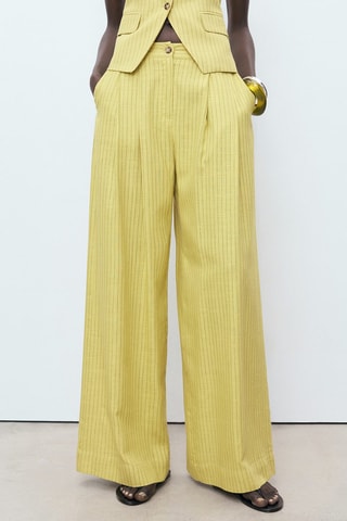 Pantalon costume droit rayures - Jaune