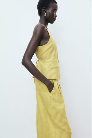 Pantalon costume droit rayures - Jaune