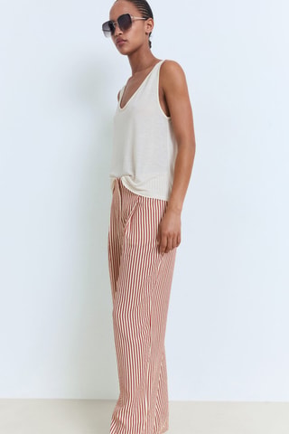 Pantalon rayures pinces - Orange