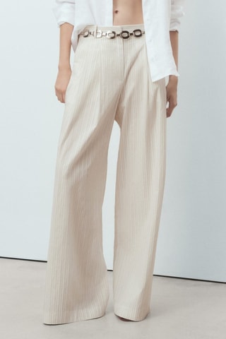 Pantalon large à rayures - Gris clair