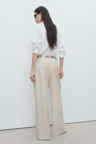 Pantalon large à rayures - Gris clair