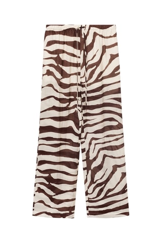 Pantalon fluide imprimé zèbre - Écru