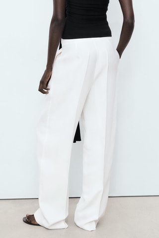 Pantalon mélange de lin pinces - Blanc