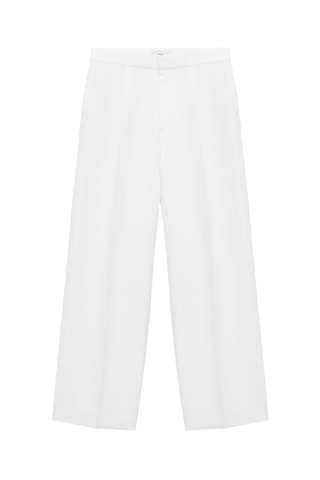 Pantalon mélange de lin pinces - Blanc