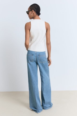 Jean wideleg poches taille haute - Bleu