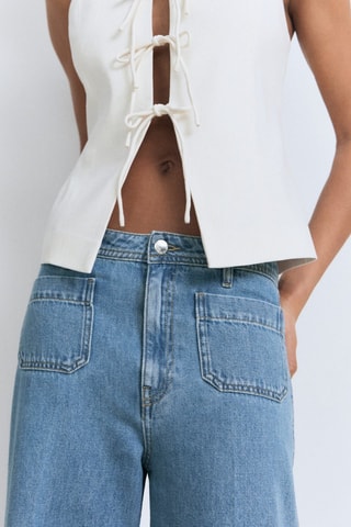 Jean wideleg poches taille haute - Bleu