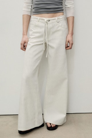 Jean wideleg rayures taille basse ceinture - Blanc cassé