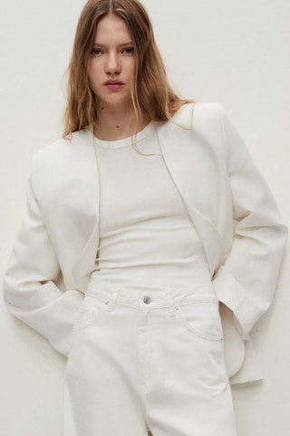 Jean large taille haute - Blanc