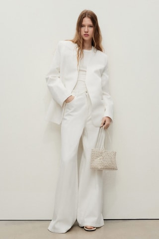 Jean large taille haute - Blanc