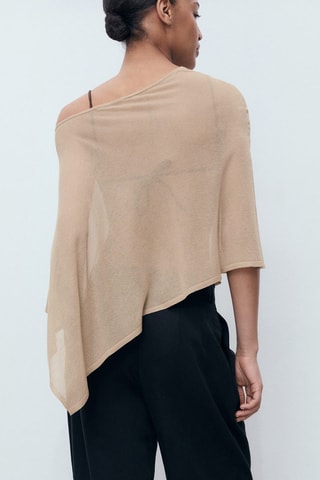 Cape en maille asymétrique - Marron