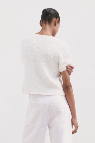 Cardigan en maille bouclée manches courtes - Blanc