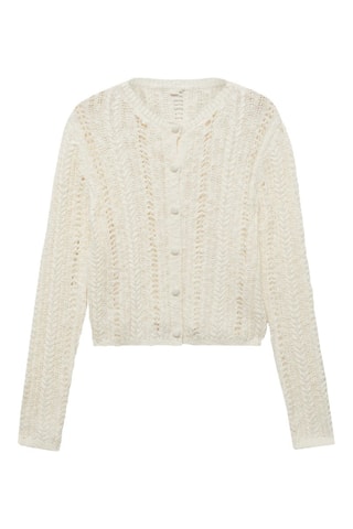 Cardigan maille ajourée - Ecru