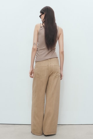 Top maille bretelles asymétriques - Beige