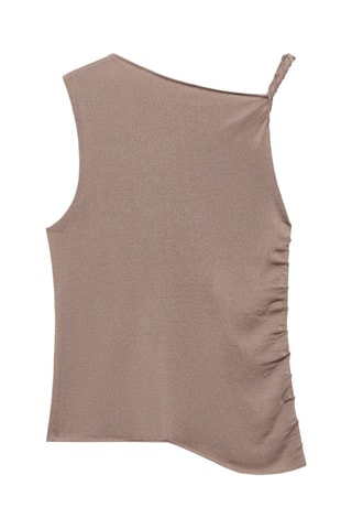 Top maille bretelles asymétriques - Beige